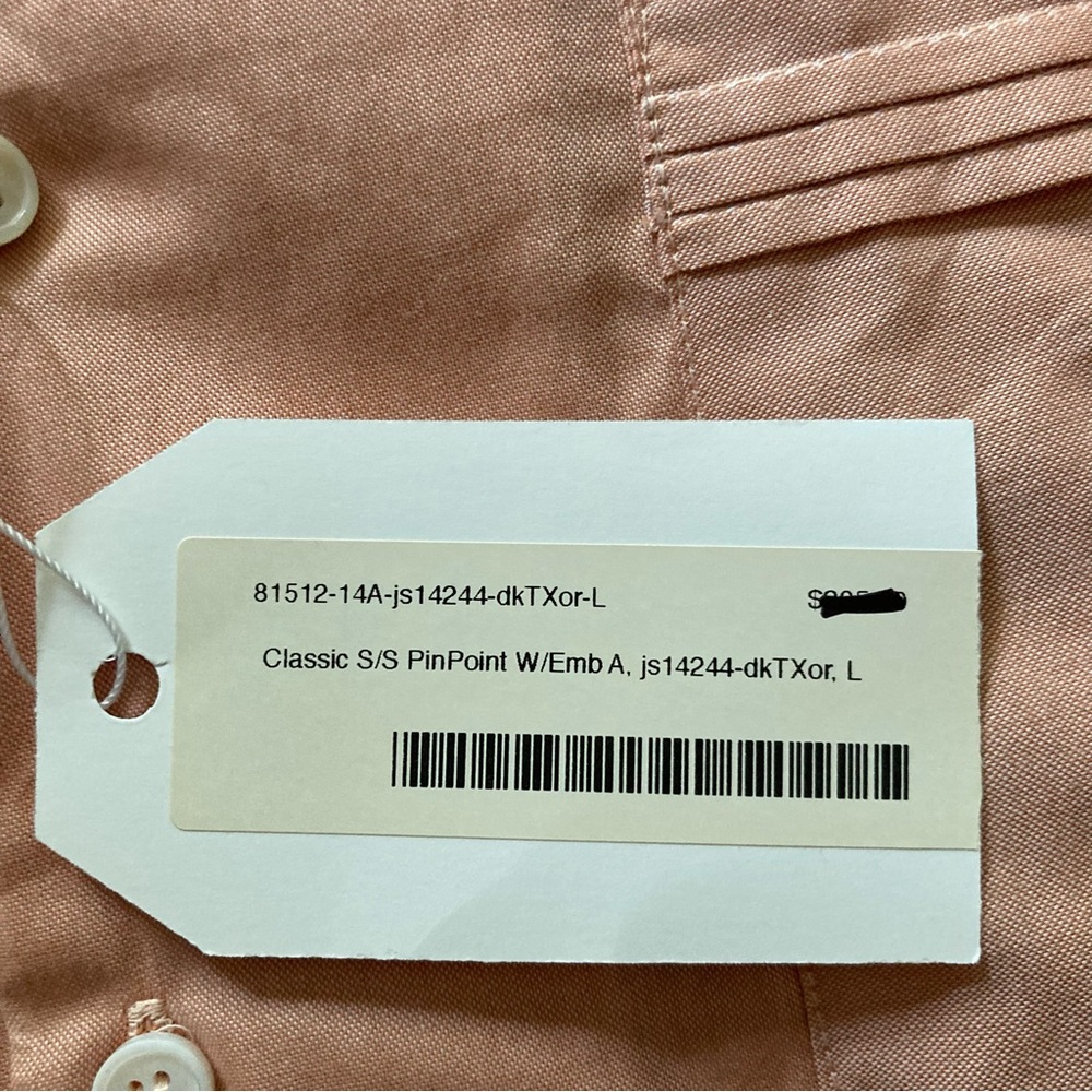 Dos Carolinas Guayabera Button Down Shirt Men’s Large Peach Cotton Short Sleeve - Picture 7 of 11